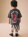 Charcoal Grey Spider-Man T-Shirt And Shorts Set