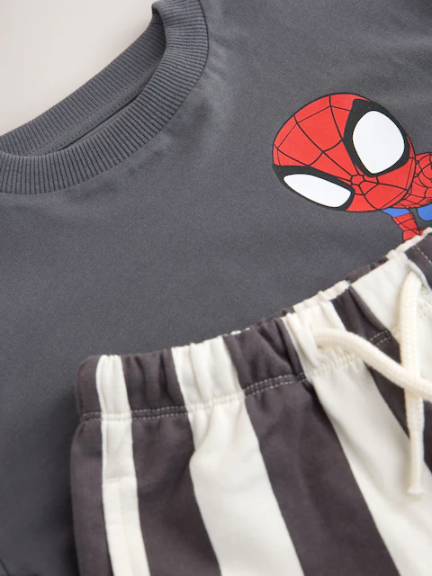 Charcoal Grey Spider-Man T-Shirt And Shorts Set