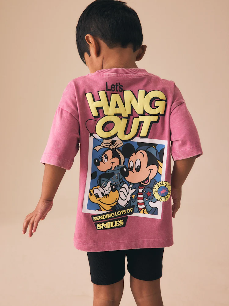 Pink/Black Mickey Mouse T-Shirt and Shorts Set