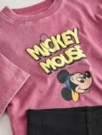 Pink/Black Mickey Mouse T-Shirt and Shorts Set
