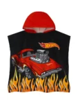 Character Black Hot Wheels Racecar Hooded Towel Poncho