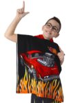 Character Black Hot Wheels Racecar Hooded Towel Poncho