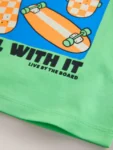 Green Skateboard Short Sleeve Back Print T-Shirt