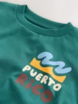 Teal Blue Puerto Rico Short Sleeve Back Print T-Shirt