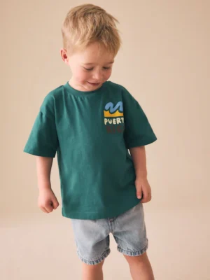 Teal Blue Puerto Rico Short Sleeve Back Print T-Shirt