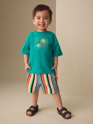 Green Beach Short Sleeve T-Shirt and Shorts Set