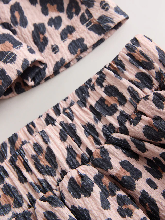 Animal Print Top And Skirt Set