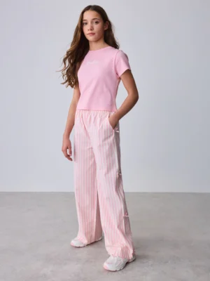 Baker by Ted Baker 2 Piece Pink Ribbed T-Shirt & Pinstripe Trousers Set