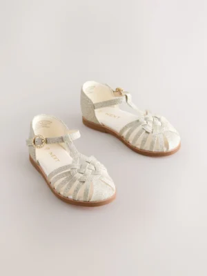 Gold Glitter Wide Fit (G) Fisherman Heart Occasion Sandals