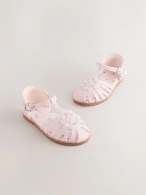 Pink Glitter Wide Fit (G) Fisherman Heart Occasion Sandals