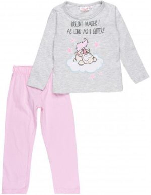 Grey/Pink Fluffy Girls Pyjama