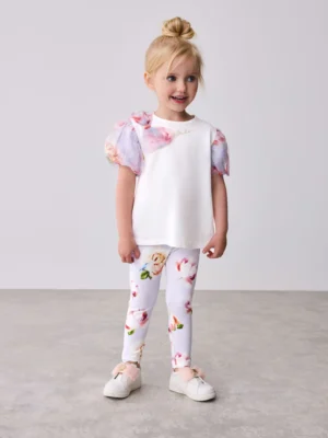 Baker by Ted Baker Organza Sleeve Bow Detail Top & Legging 2 Piece Set