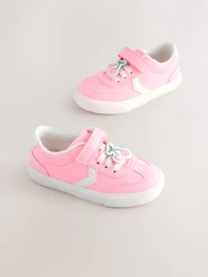 Pink Touch Fastening Elastic Lace Trainers