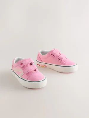 Pink/White Standard Fit (F) Touch Fastening Trainers