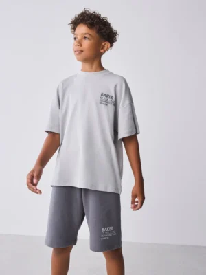 Baker by Ted Baker Oversized Tonal Graphic T-Shirt and Shorts Set