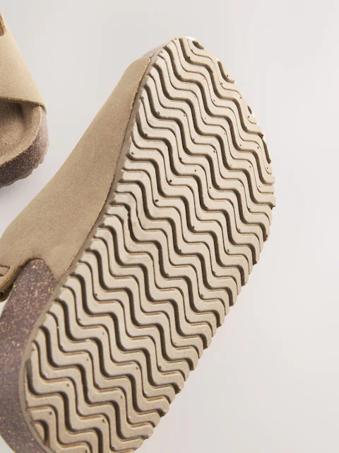 Stone Beige Standard Fit (F) Double Buckle Cushioned Footbed Sandals