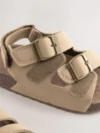 Stone Beige Standard Fit (F) Double Buckle Cushioned Footbed Sandals