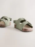 Green Standard Fit (F) Double Buckle Cushioned Footbed Sandals
