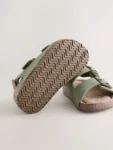 Green Standard Fit (F) Double Buckle Cushioned Footbed Sandals