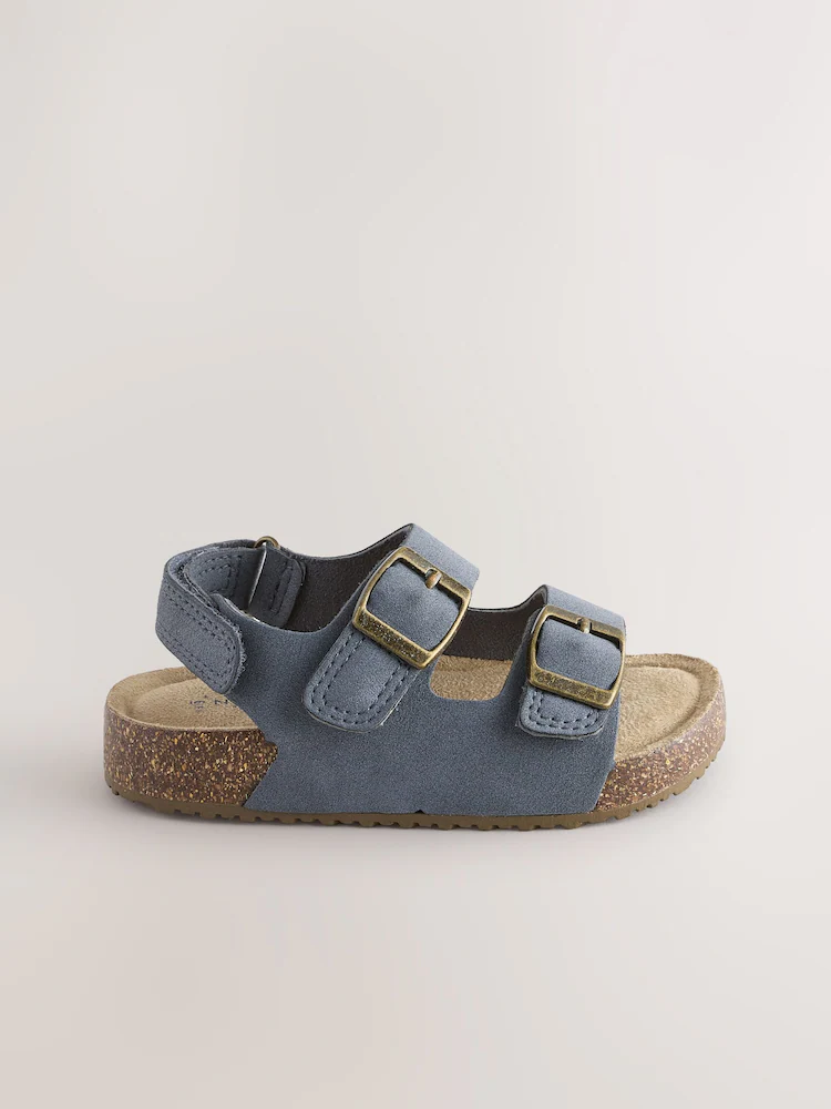 Navy Wide Fit (G) Double Buckle Cushioned Footbed Sandals