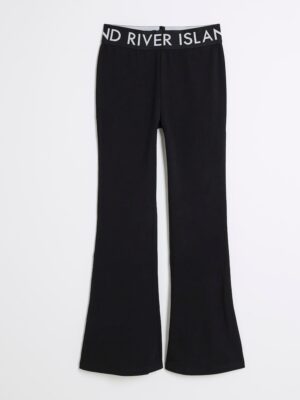 River Island Black Deep Waistband Kickflare Leggings