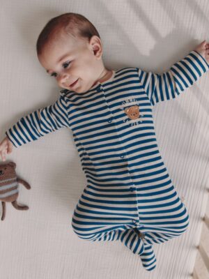 Navy Stripe Mummys Little Cub Baby Family Sleepsuit
