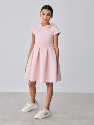 Baker by Ted Baker Pink Lace Collared Scuba Dress