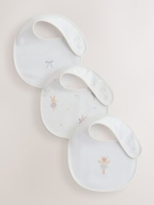 Ecru Fairy Mouse Baby Bibs 3 Pack