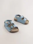 Blue Standard Fit (F) Double Buckle Cushioned Footbed Sandals