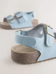 Blue Standard Fit (F) Double Buckle Cushioned Footbed Sandals