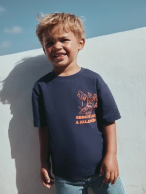 Orange Dancing Chillies Short Sleeve Back Print T-Shirt