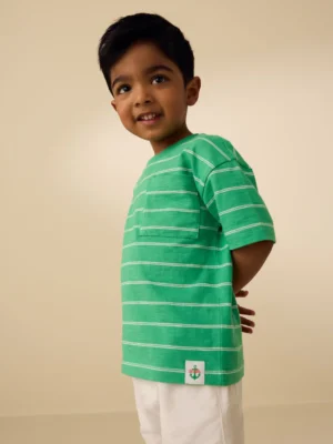 Green Pocket Short Sleeve Stripe T-Shirt