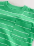 Green Pocket Short Sleeve Stripe T-Shirt