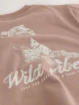 Neutral / Tan Wild Vibes Tiger Short Sleeve Back Print T-Shirt