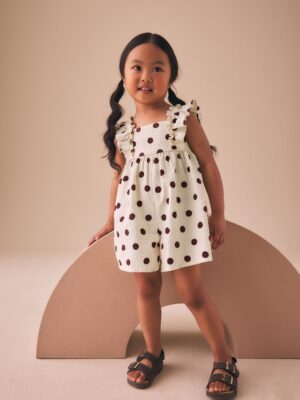 Multi Polka Dot Frill Sleeve Playsuit