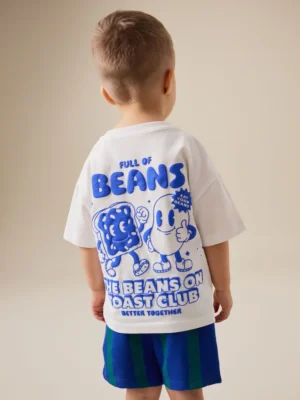 White Full of Beans Short Sleeve Graphic T-Shirt