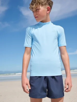 Light Blue Short Sleeve Rash Vest
