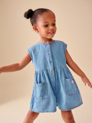 Blue Denim Sleeveless Playsuit
