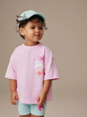 Pink Barbie Short Sleeve T-Shirt and Cycle Shorts Set