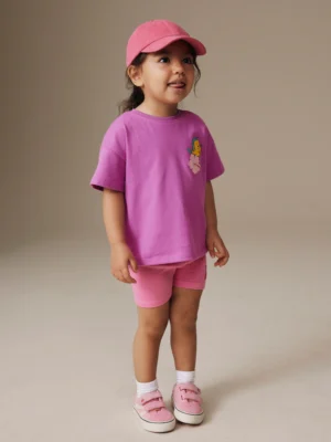 Purple Disney Little Mermaid Short Sleeve T-Shirt and Rib Cycle Shorts Set