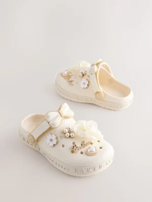 Baker by Ted Baker Ivory Bow Charm Clog Sandals