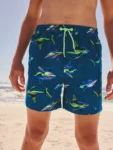 Blue Shark Printed Swim Shorts