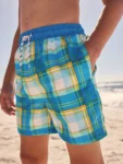 Multicoloured Check Printed Swim Shorts