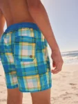 Multicoloured Check Printed Swim Shorts