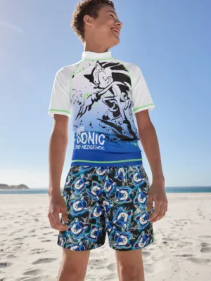 White/Blue Sonic Rash Vest