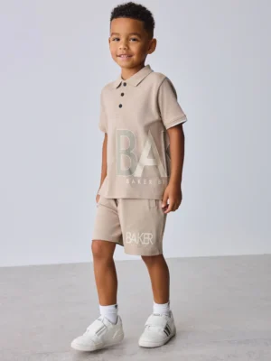 Baker by Ted Baker Stone Graphic Polo Shirt and Shorts Set