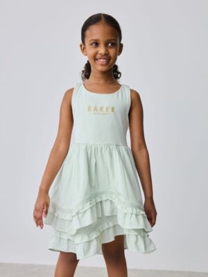Baker by Ted Baker Tiered Cotton Poplin Mix Dress