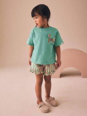 Green Tiger Short Sleeve T-Shirt and Shorts Set