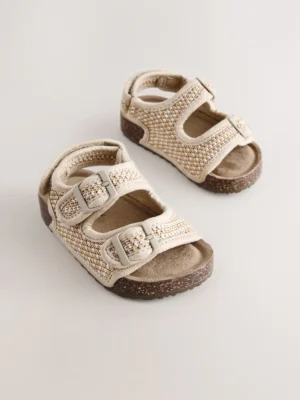 Neutral Standard Fit (F) Double Buckle Cushioned Footbed Sandals