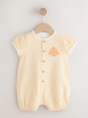 Yellow Little Chick Baby Woven Romper